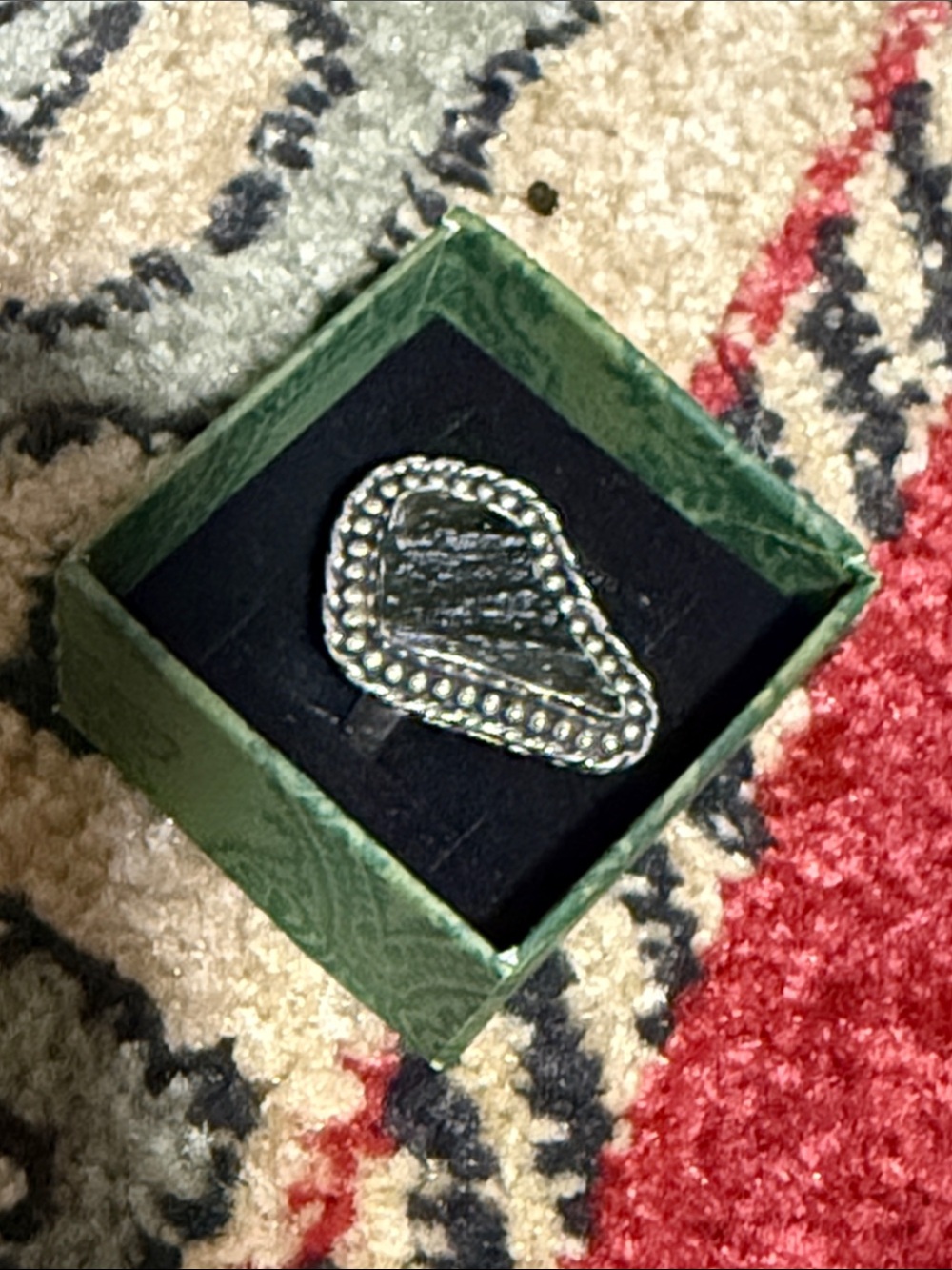 Genuine Moldavite sterling silver sing size 7
